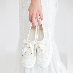 Keds x Kate Spade White Glitter Shoes Size 10